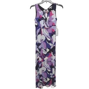 Jennifer Lopez Petite S Purple Floral Mosaic Maxi Dress WJLT159020P NWT